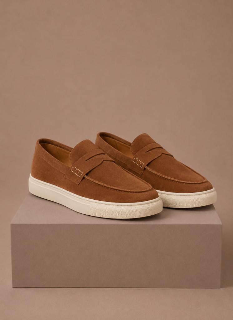 Men's Suede Penny Loafers Slip-On Lightweight Casual Everyday Stylish