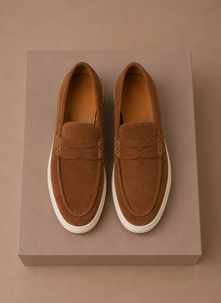 Men's Suede Penny Loafers Slip-On Lightweight Casual Everyday Stylish