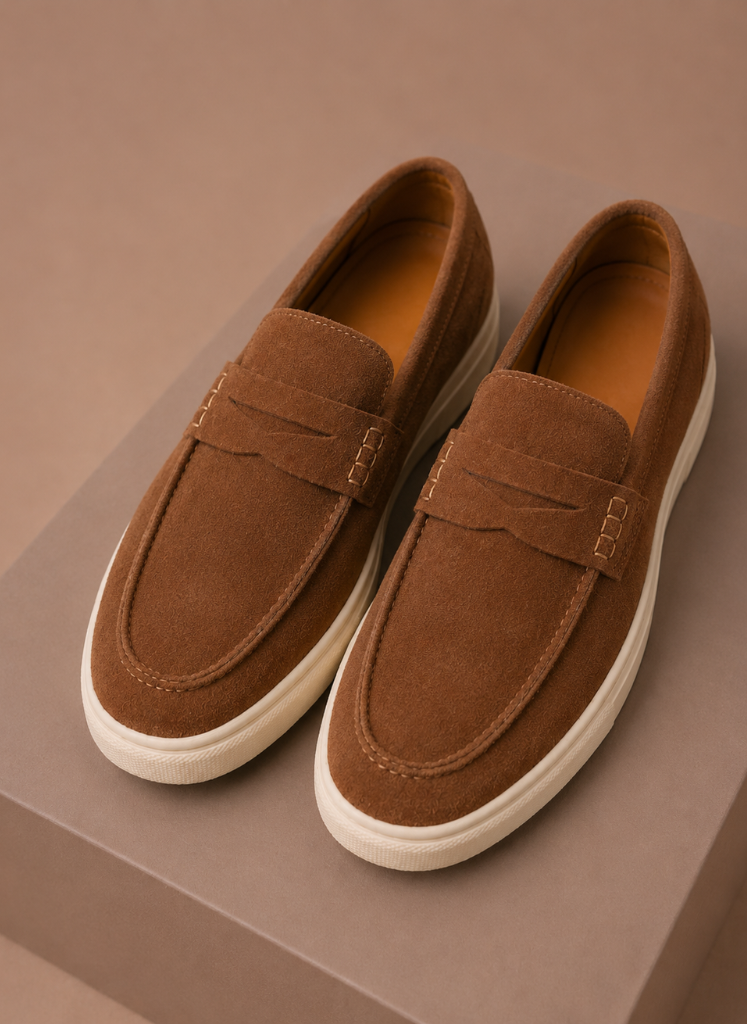 Men's Suede Penny Loafers Slip-On Lightweight Casual Everyday Stylish