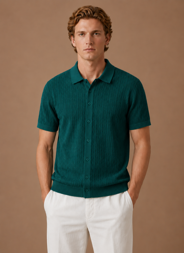 Men's Stylish Textured Polo Shirt | Smart Casual