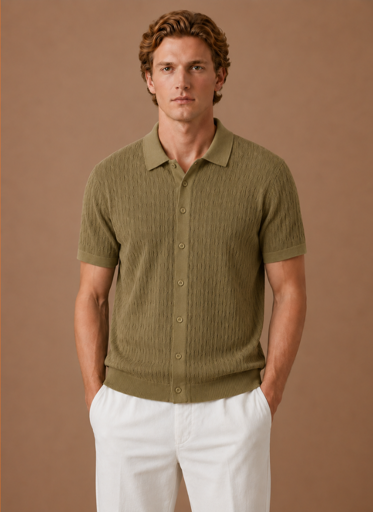 Men's Stylish Textured Polo Shirt | Smart Casual