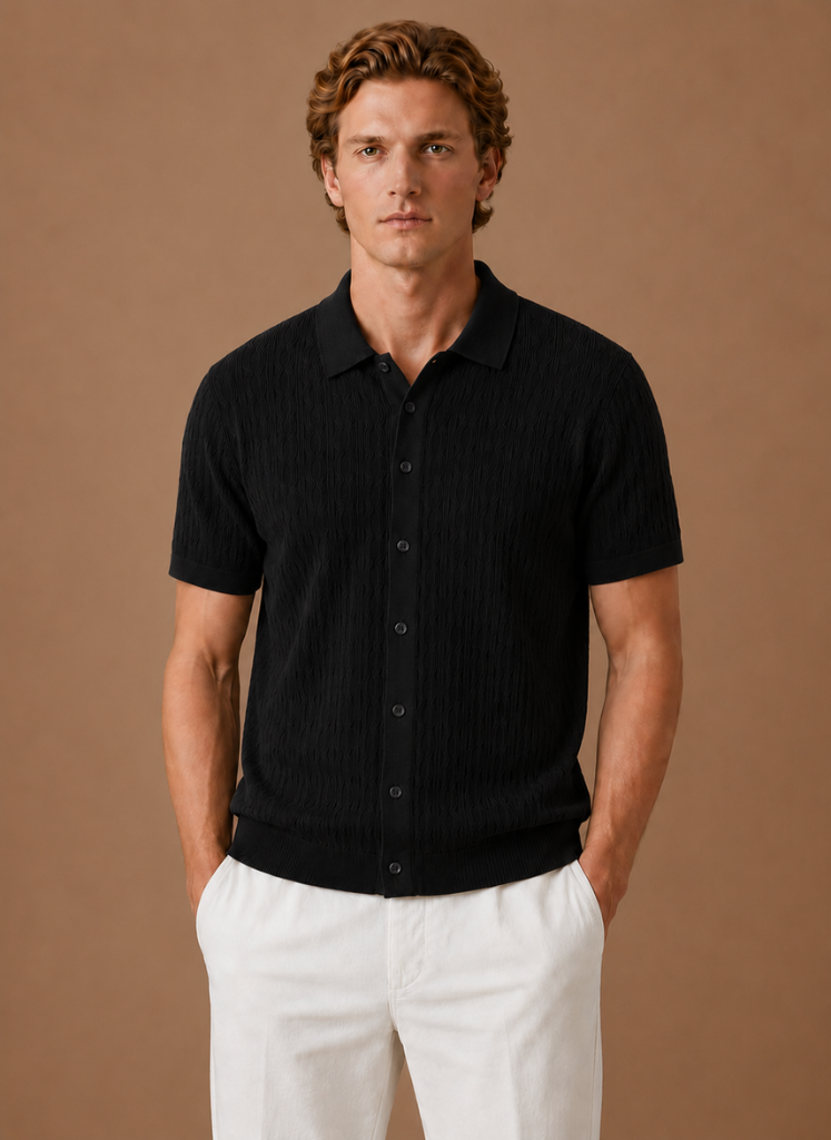Men's Stylish Textured Polo Shirt | Smart Casual