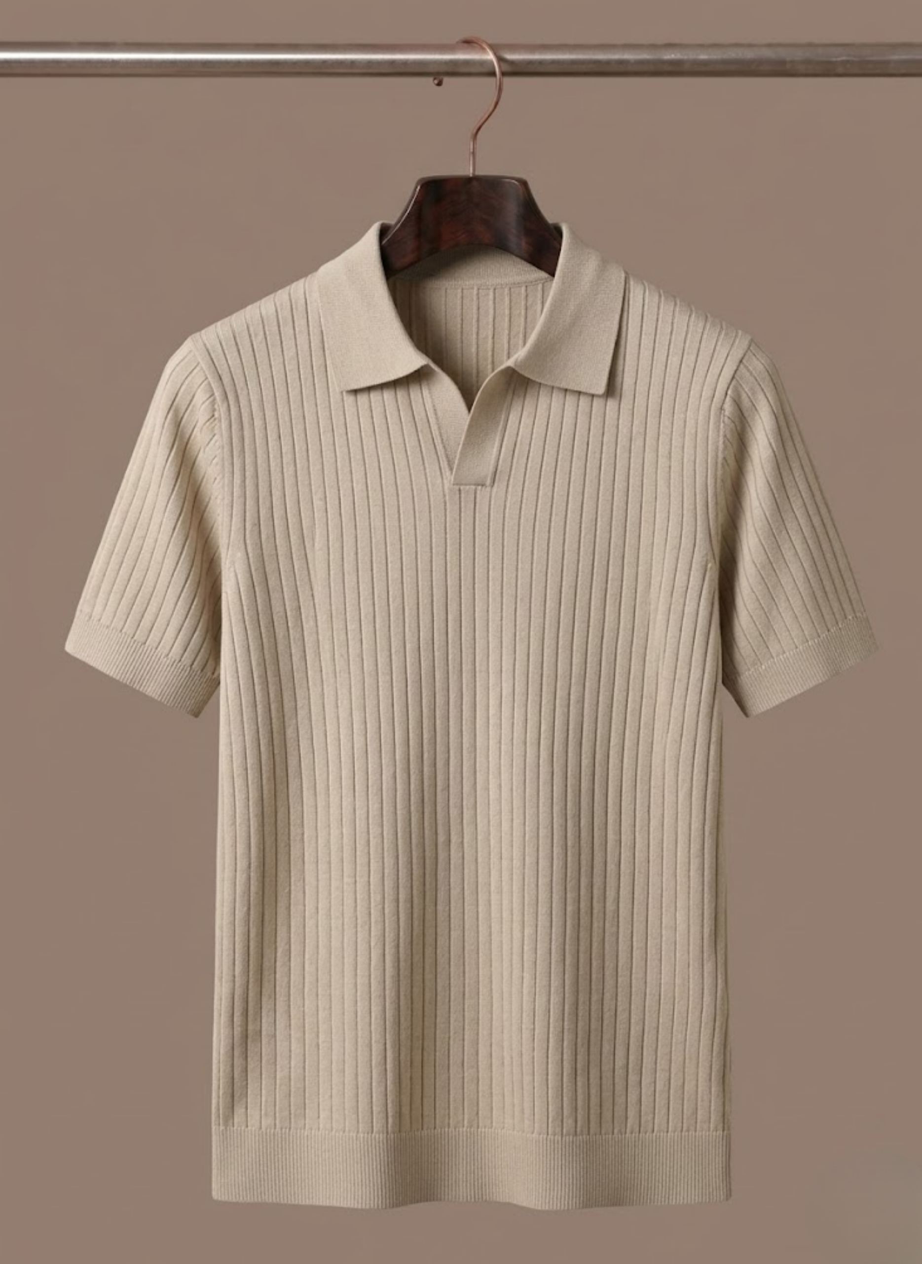 Men’s Casual Ribbed Knit Polo Shirt | Summer Essential