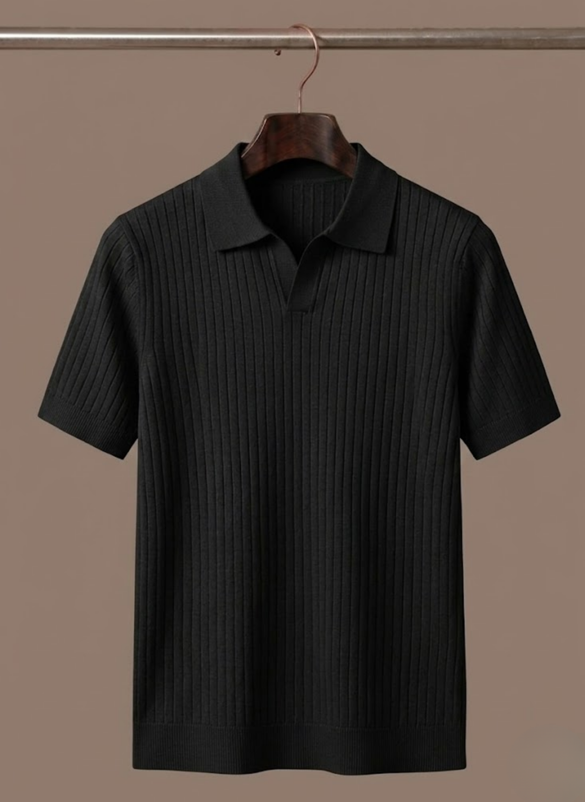 Men’s Casual Ribbed Knit Polo Shirt | Summer Essential
