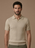 Men’s Casual Ribbed Knit Polo Shirt | Summer Essential