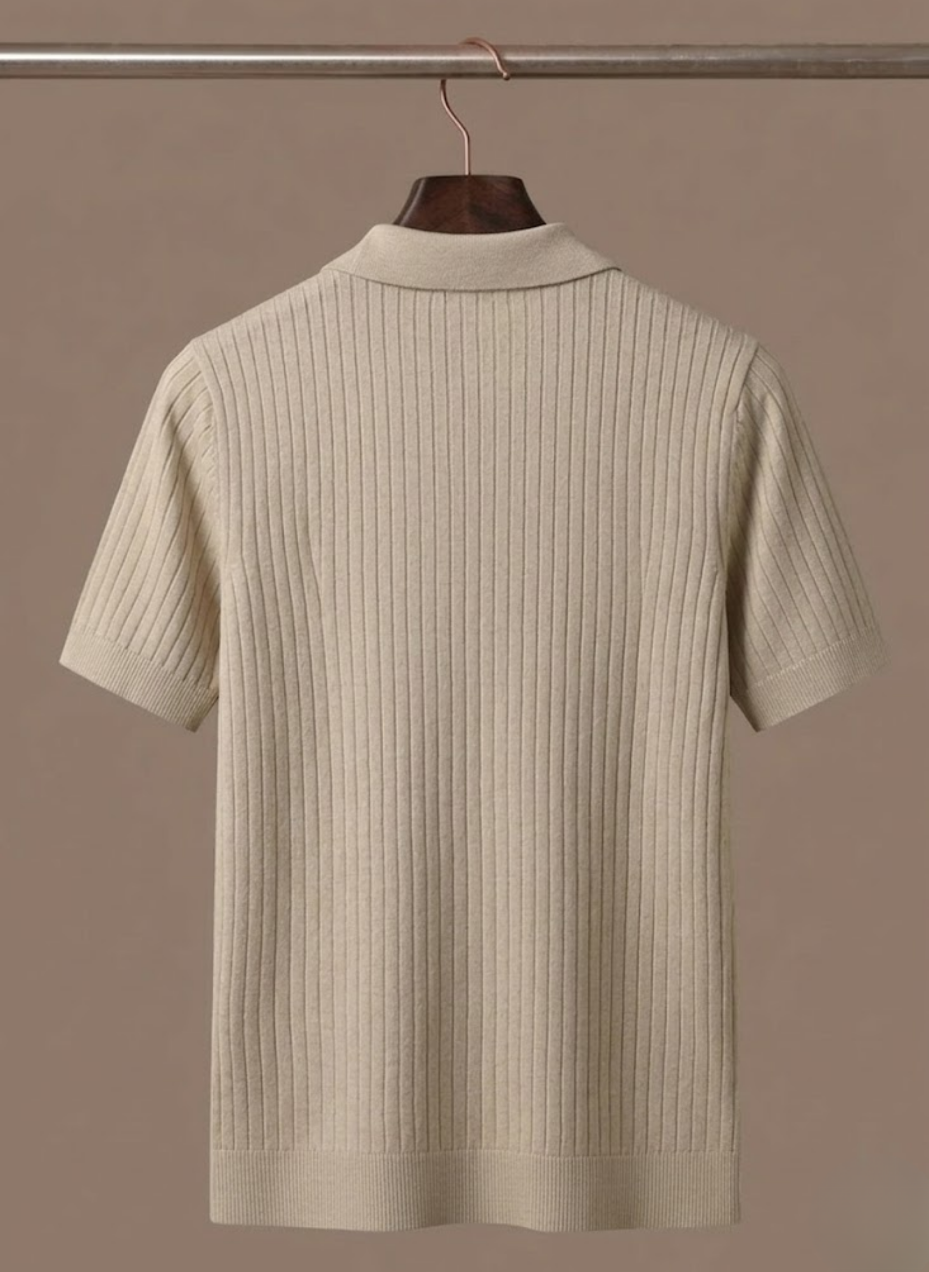 Men’s Casual Ribbed Knit Polo Shirt | Summer Essential