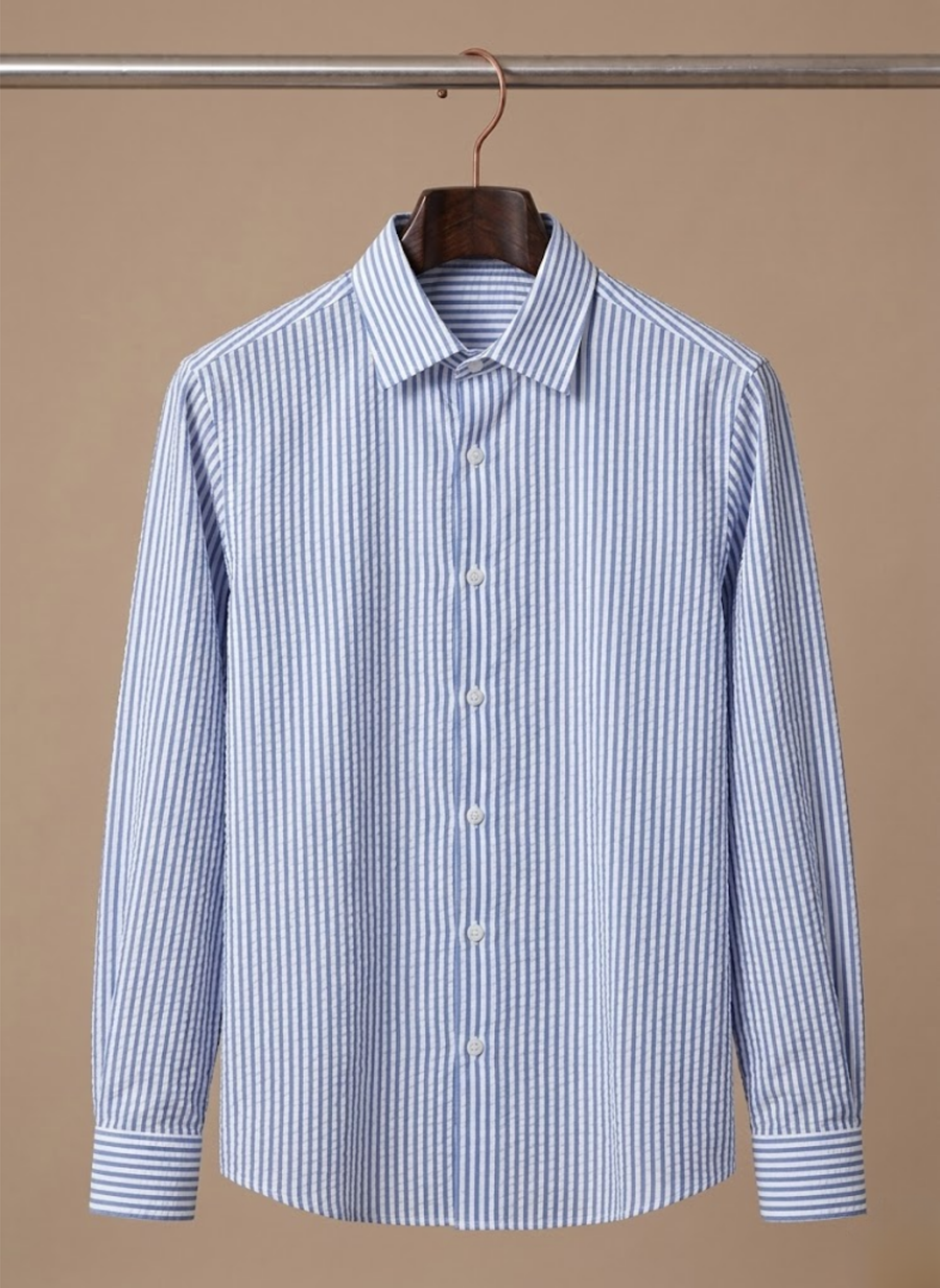 Men's Seersucker Shirt Striped Short-Sleeve Button-Up Collared Breathable Casual Holiday Beach Everyday Lachlan