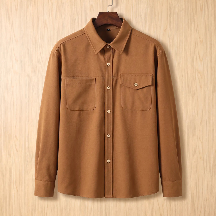 Men's Casual Overshirt Relaxed Fit Long Sleeve Button-Up Versatile Everyday