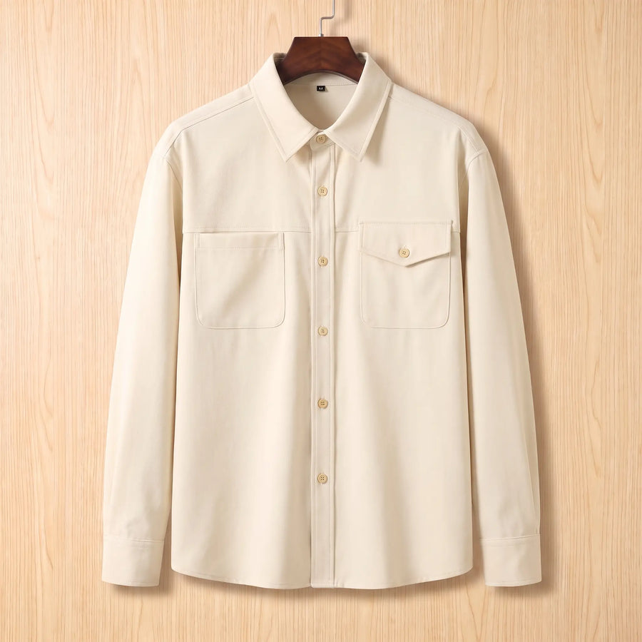Men's Casual Overshirt Relaxed Fit Long Sleeve Button-Up Versatile Everyday