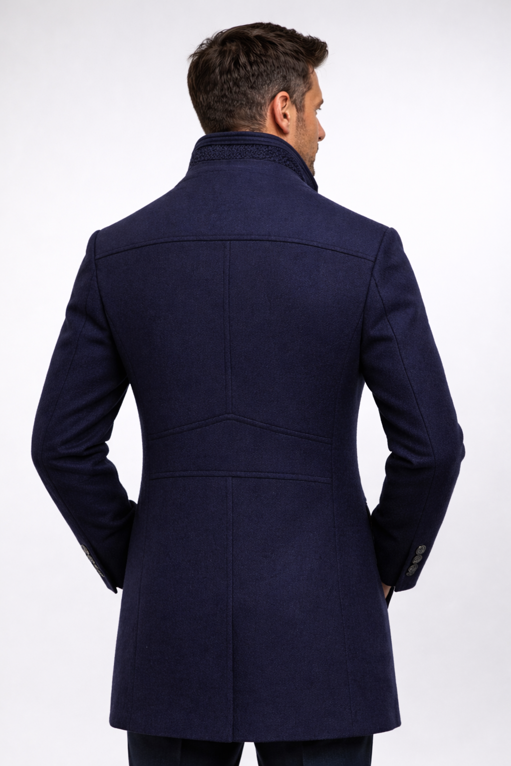 Men's Colorblock Overcoat Tailored Fit Long Sleeve Notched Collar Button-Up Winter Outerwear