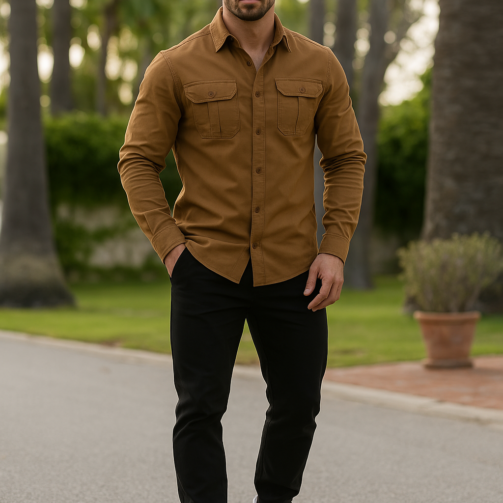 Men's Casual Button-Up Shirt Short-Sleeve Collared Relaxed Fit Everyday