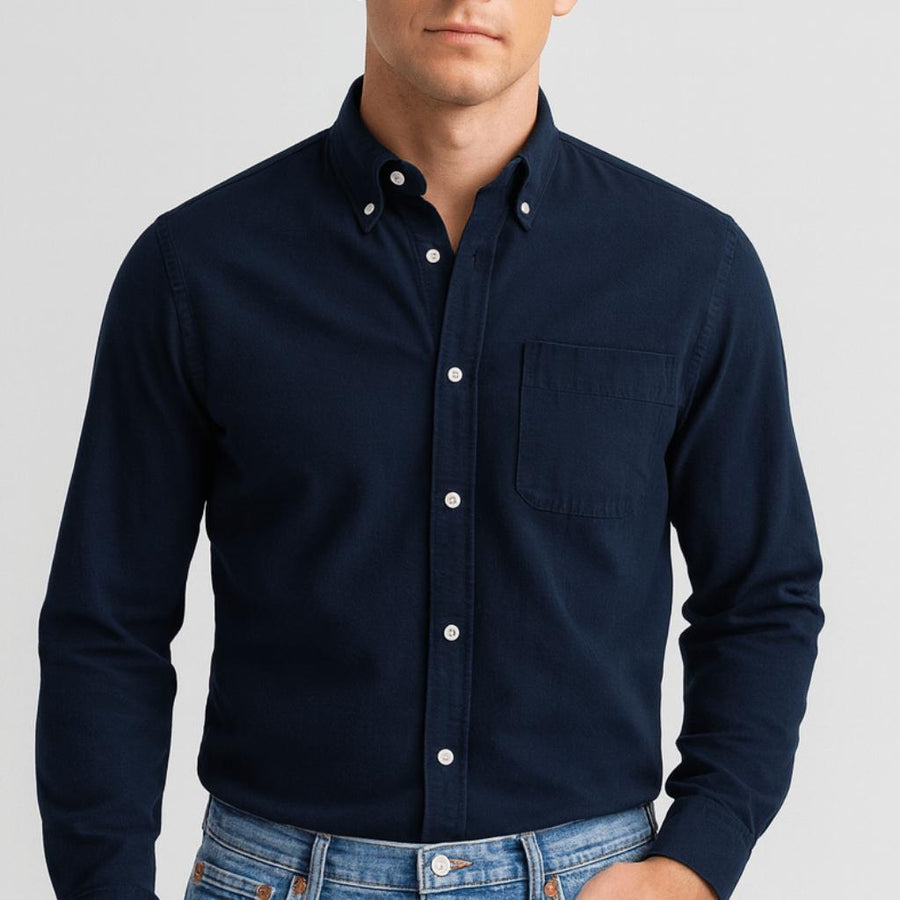 Men's Casual Button-Up Shirt Long Sleeve Classic Fit Versatile Everyday Wear