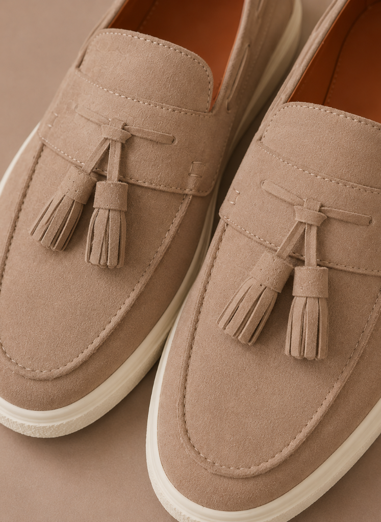 Men's Suede Slip-On Loafers Casual Tassel Design Everyday Footwear