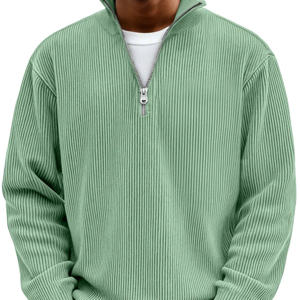 Men's Stylish Zipper High Neck Sweater | Trendy