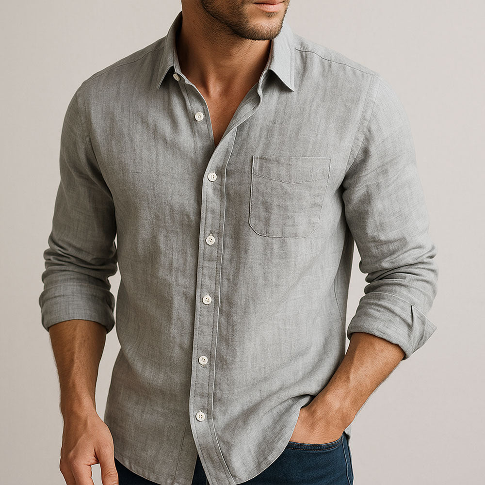Men's Casual Shirt Button-Up Collared Smart-Casual Office Holiday Everyday Relaxed Fit Versatile Timeless