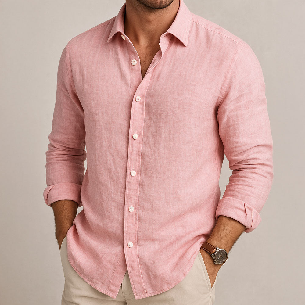 Men's Casual Shirt Button-Up Collared Smart-Casual Office Holiday Everyday Relaxed Fit Versatile Timeless