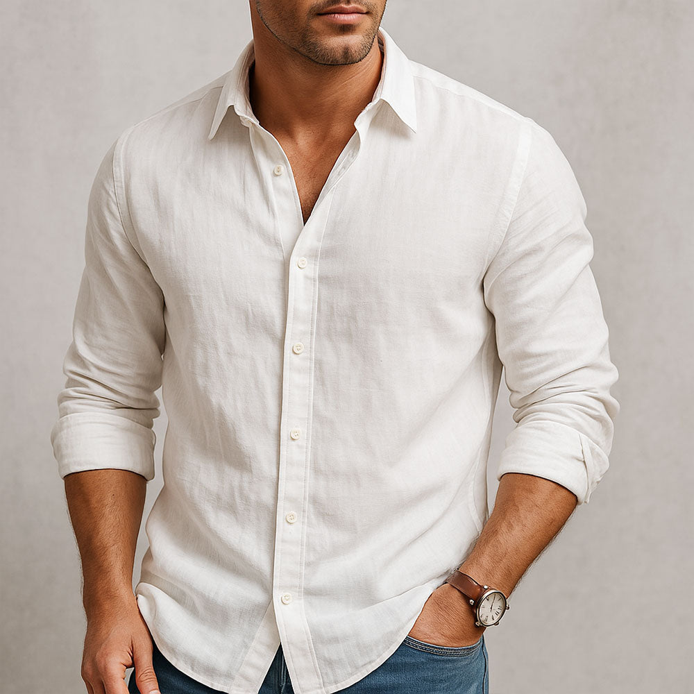 Men's Casual Shirt Button-Up Collared Smart-Casual Office Holiday Everyday Relaxed Fit Versatile Timeless