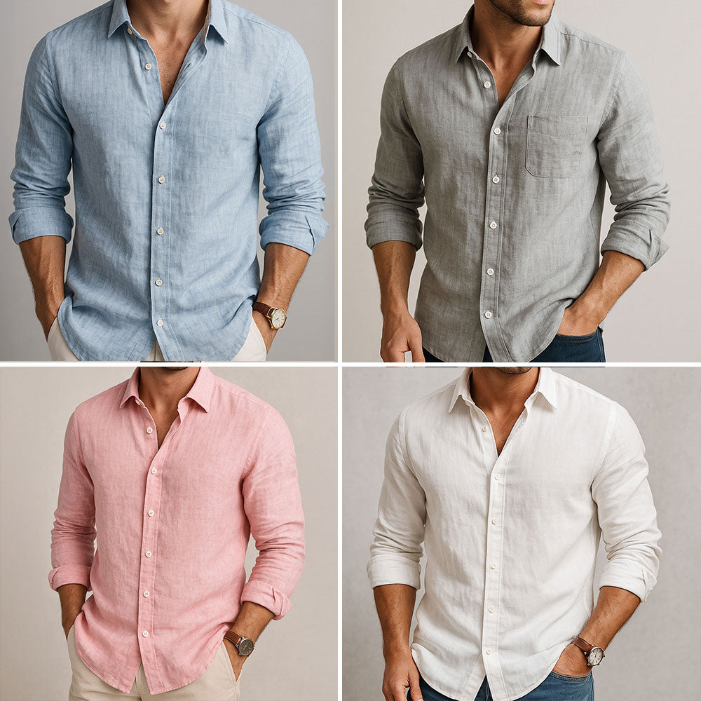 Men's Casual Shirt Button-Up Collared Smart-Casual Office Holiday Everyday Relaxed Fit Versatile Timeless