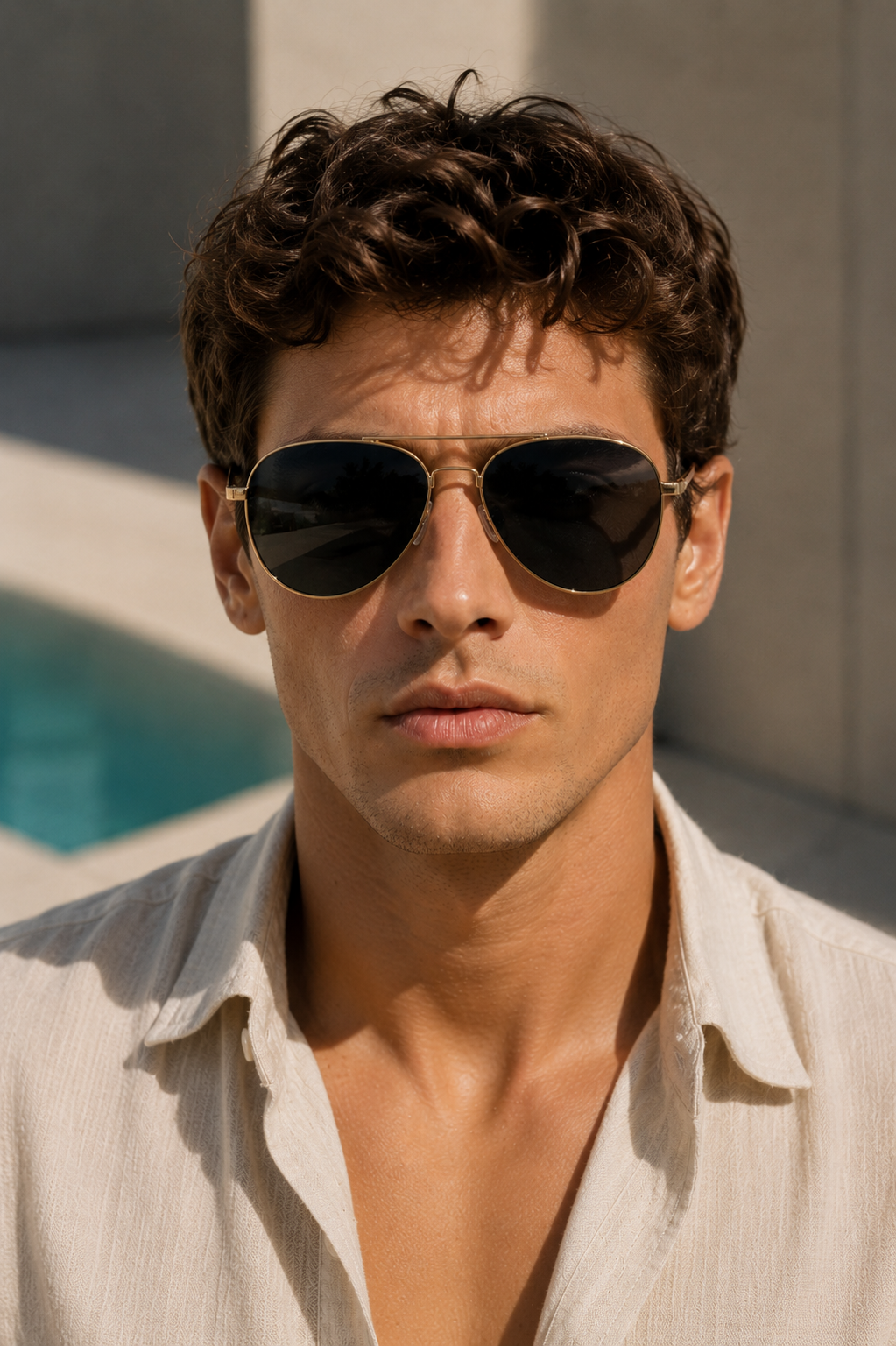 Men's Pilot Metal Look Sunglasses