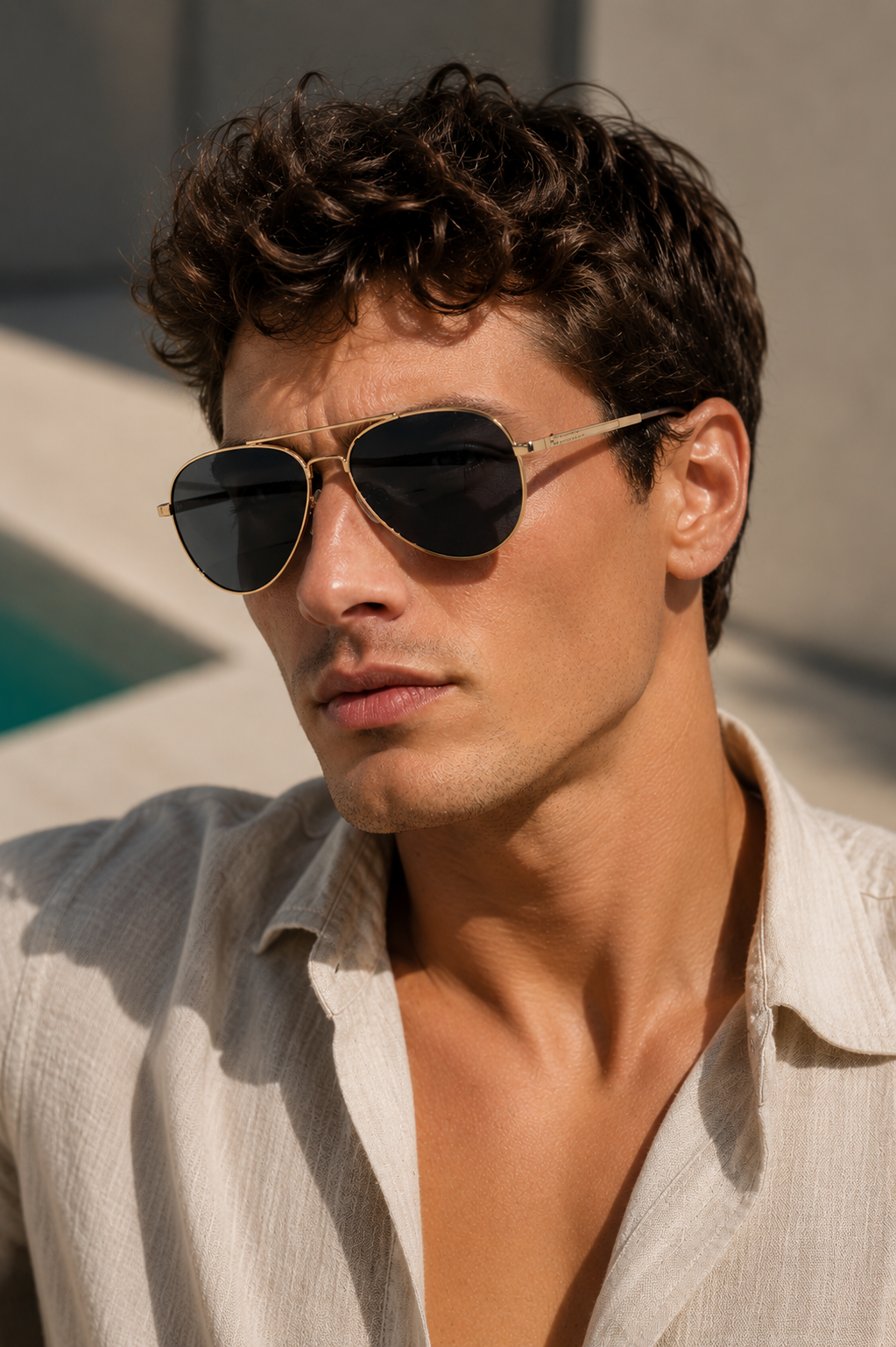 Men's Pilot Metal Look Sunglasses