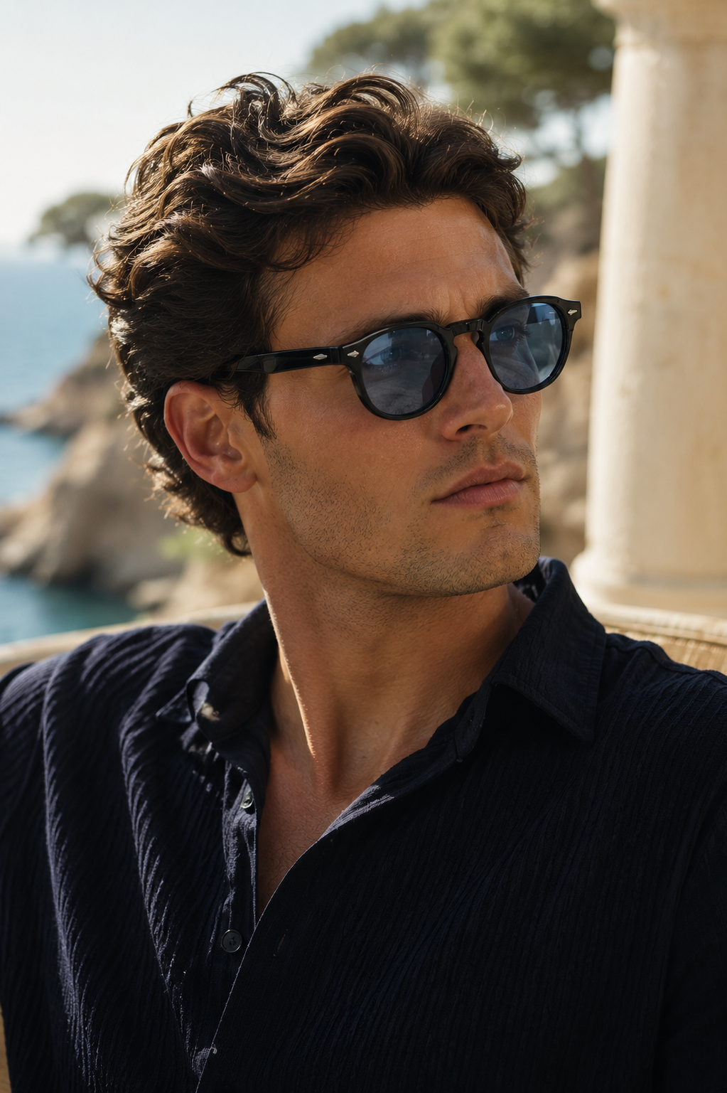 Men's Round Frame Sunglasses
