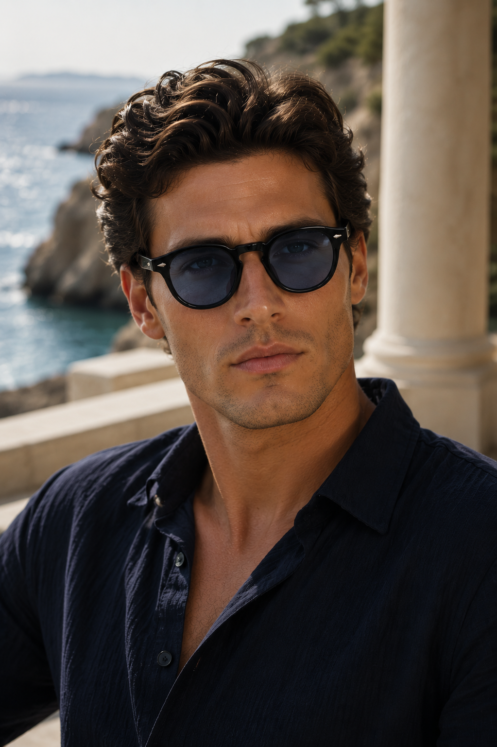 Men's Round Frame Sunglasses
