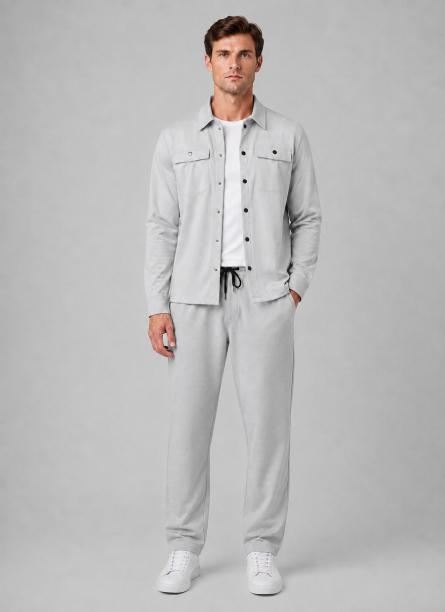 Men's Relaxed Fit Overshirt and Trousers Set Smart Casual Co-Ord Outfit