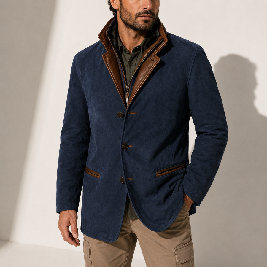 Men's Suede Stand Collar Jacket Smart Casual Stylish Outerwear Winter