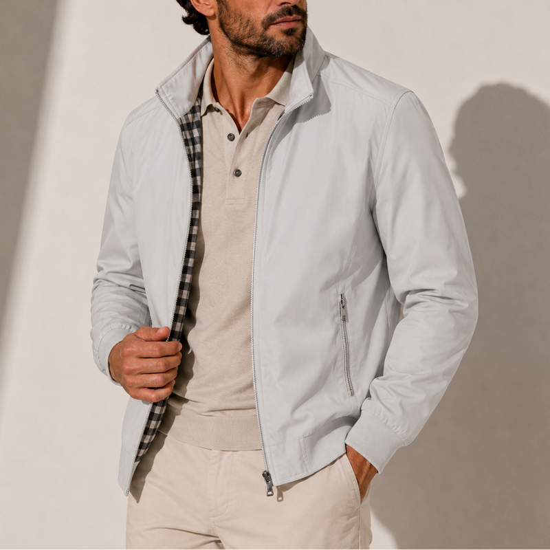 Men's Casual Bomber Jacket Stand Collar Zip-Up Versatile Everyday Wear