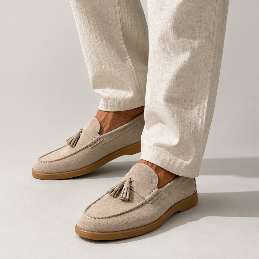 Men's Slip-On Tassel Loafers Suede Moccasin Style Casual Everyday Footwear