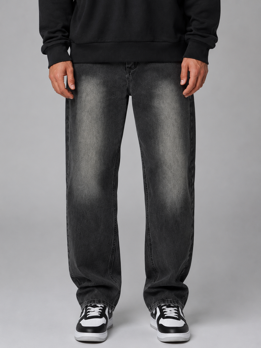 Men's Relaxed Fit Straight Leg Jeans Classic Vintage Wash Casual Everyday Trousers