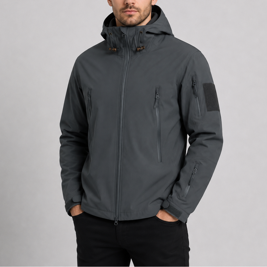 Men's Tactical Softshell Jacket Hooded Windproof Outdoor Layering Coat