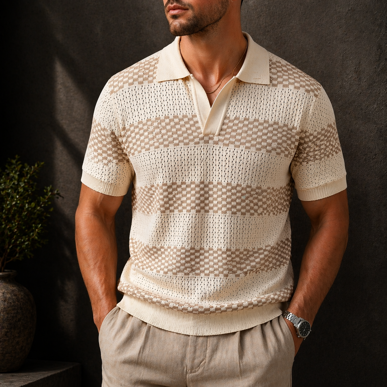 Men’s Stylish Casual Striped Polo Shirt | Short Sleeve