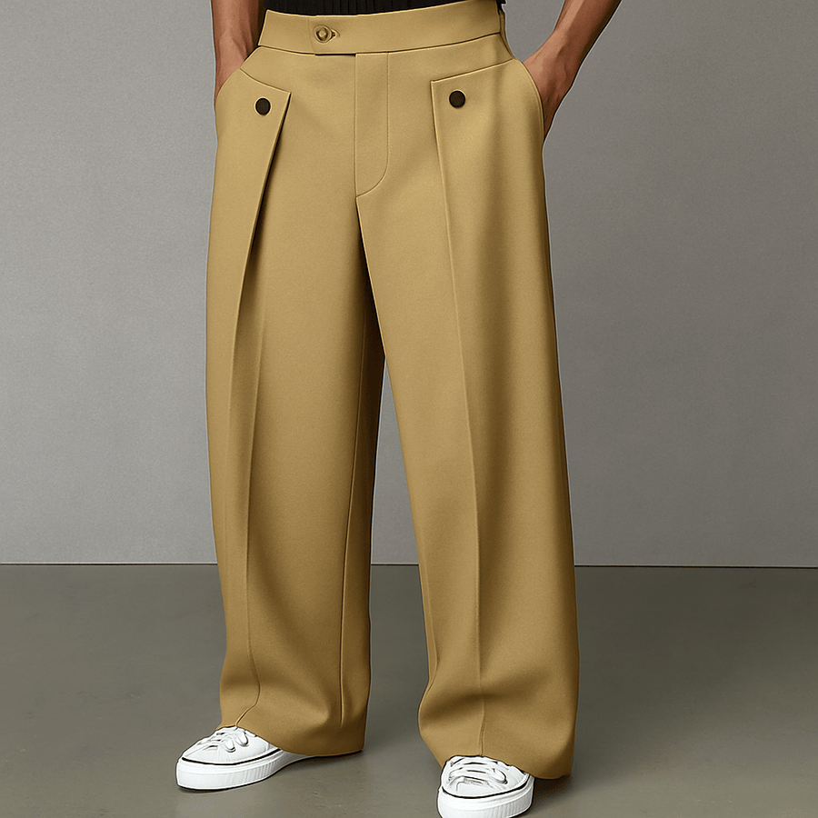 Men's Wide-Leg Trousers Relaxed Fit Stylish Casual Everyday Wear