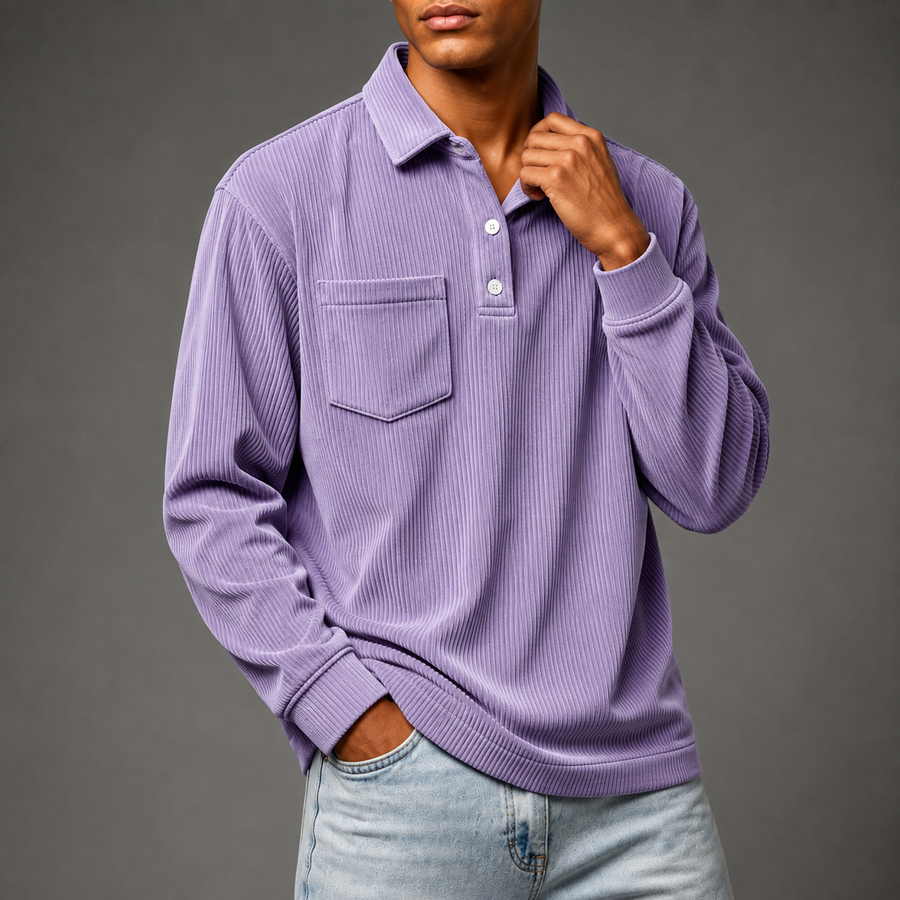 Men's Casual Corduroy Pullover Relaxed Fit Long Sleeve Classic Everyday