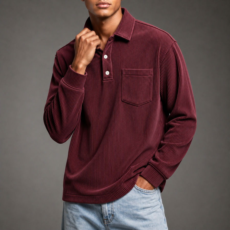 Men's Casual Corduroy Pullover Relaxed Fit Long Sleeve Classic Everyday