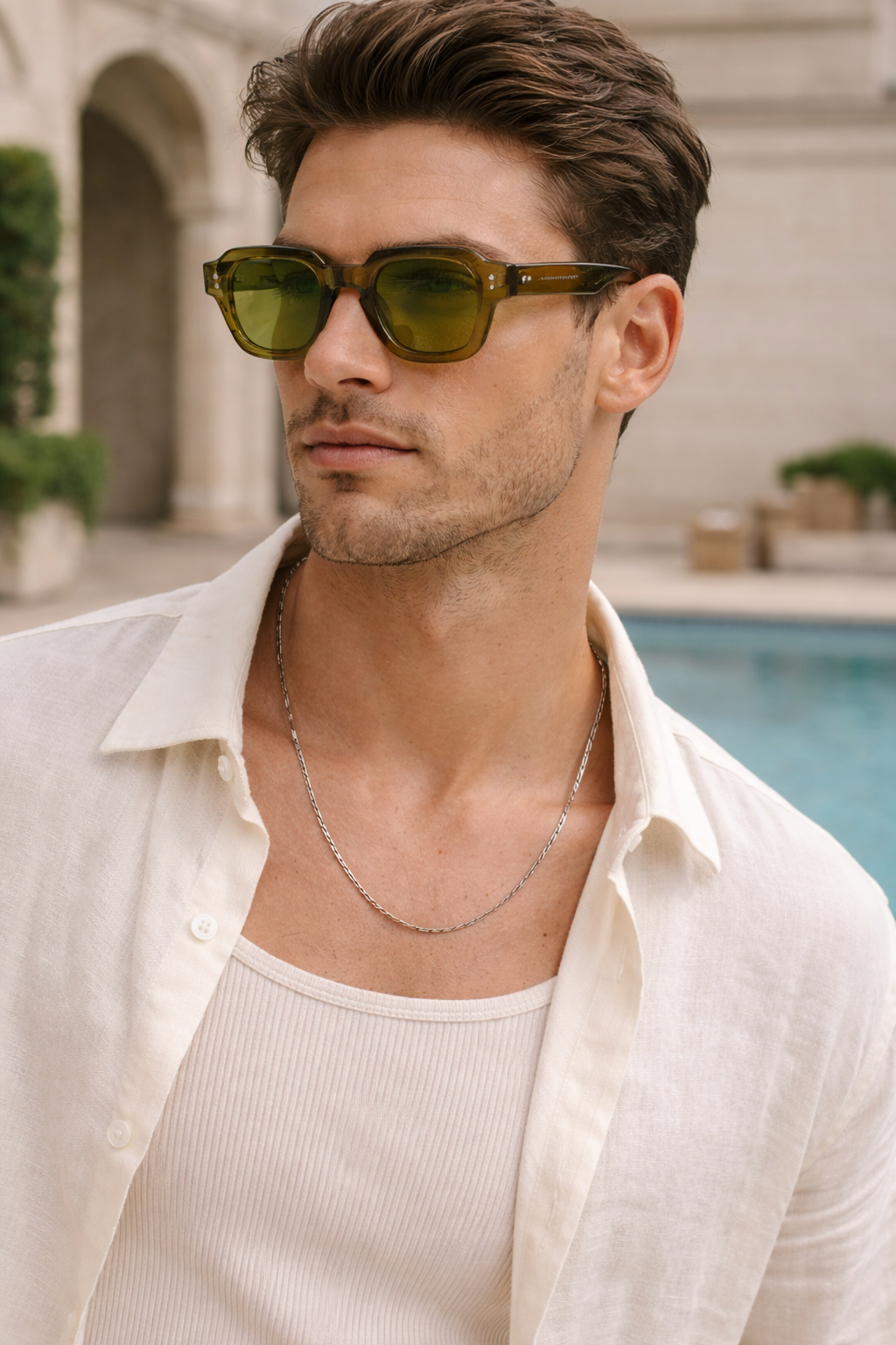 Men's Rectangular Frame Sunglasses