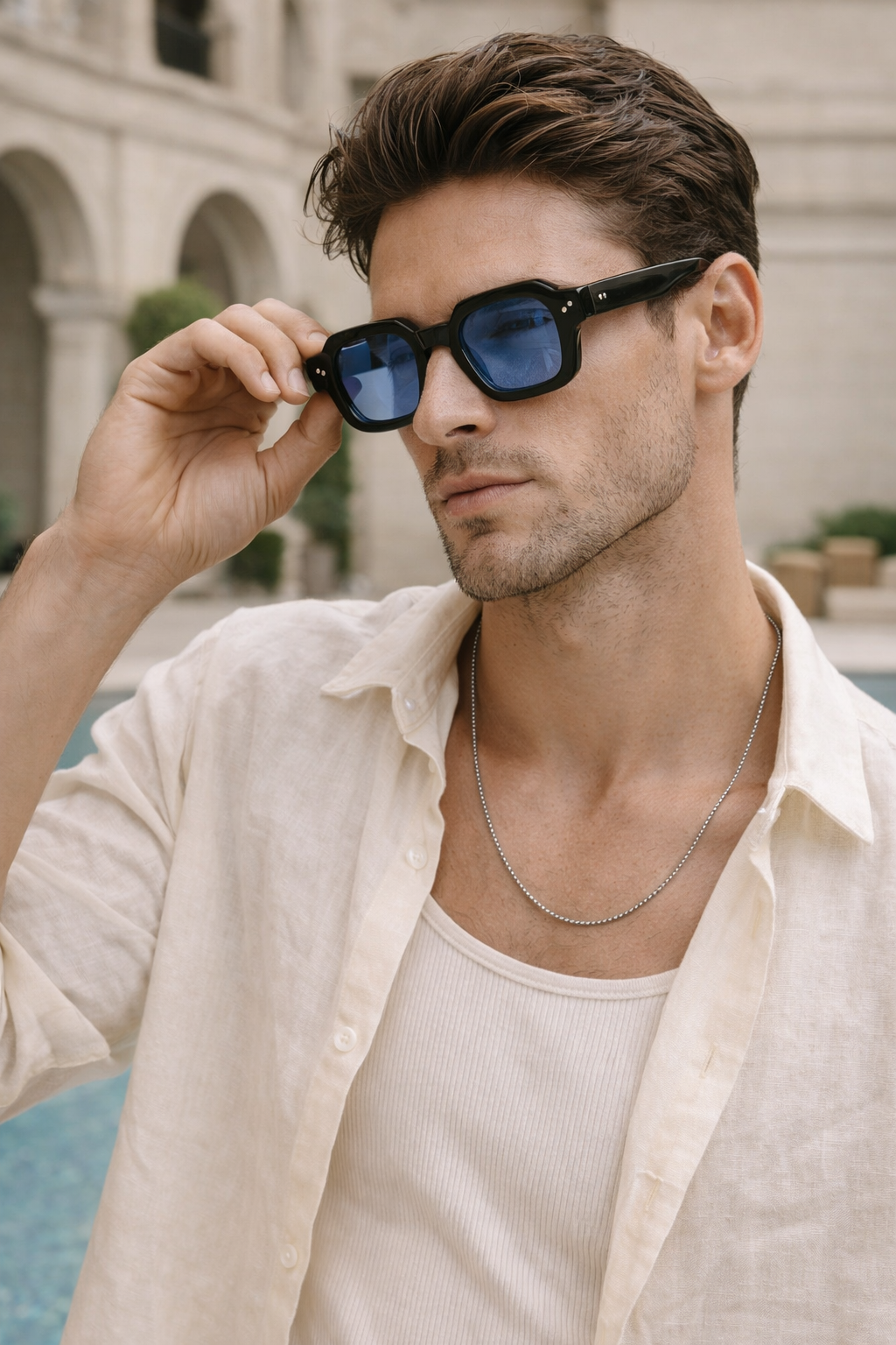 Men's Rectangular Frame Sunglasses