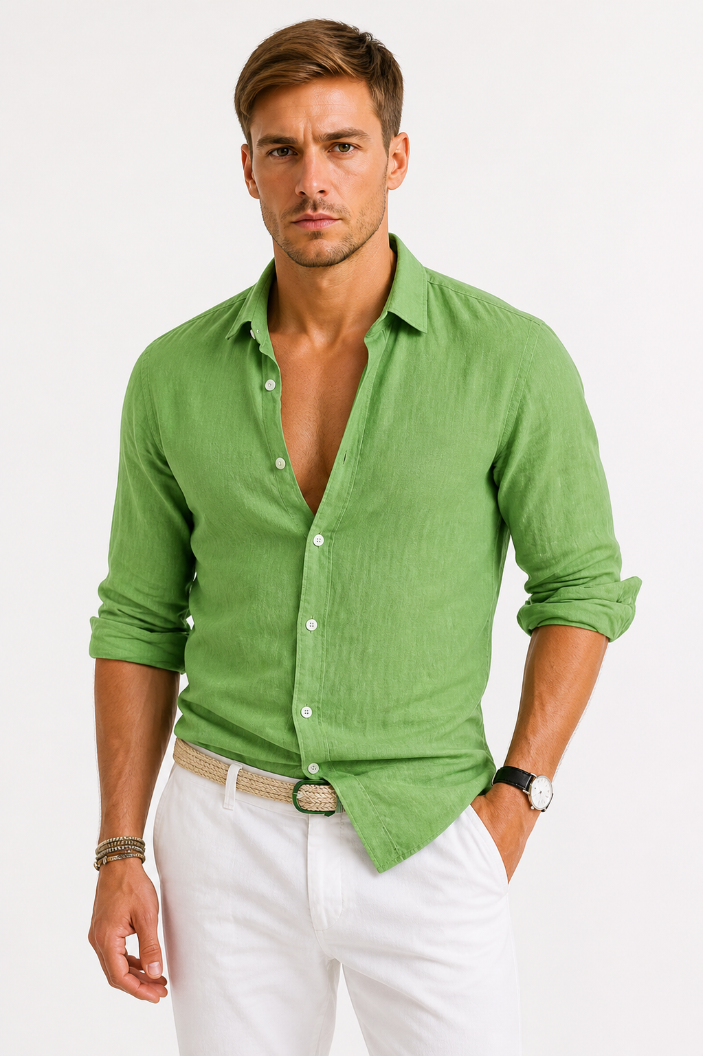 Men's Casual Rolled Sleeve Shirt | Stylish