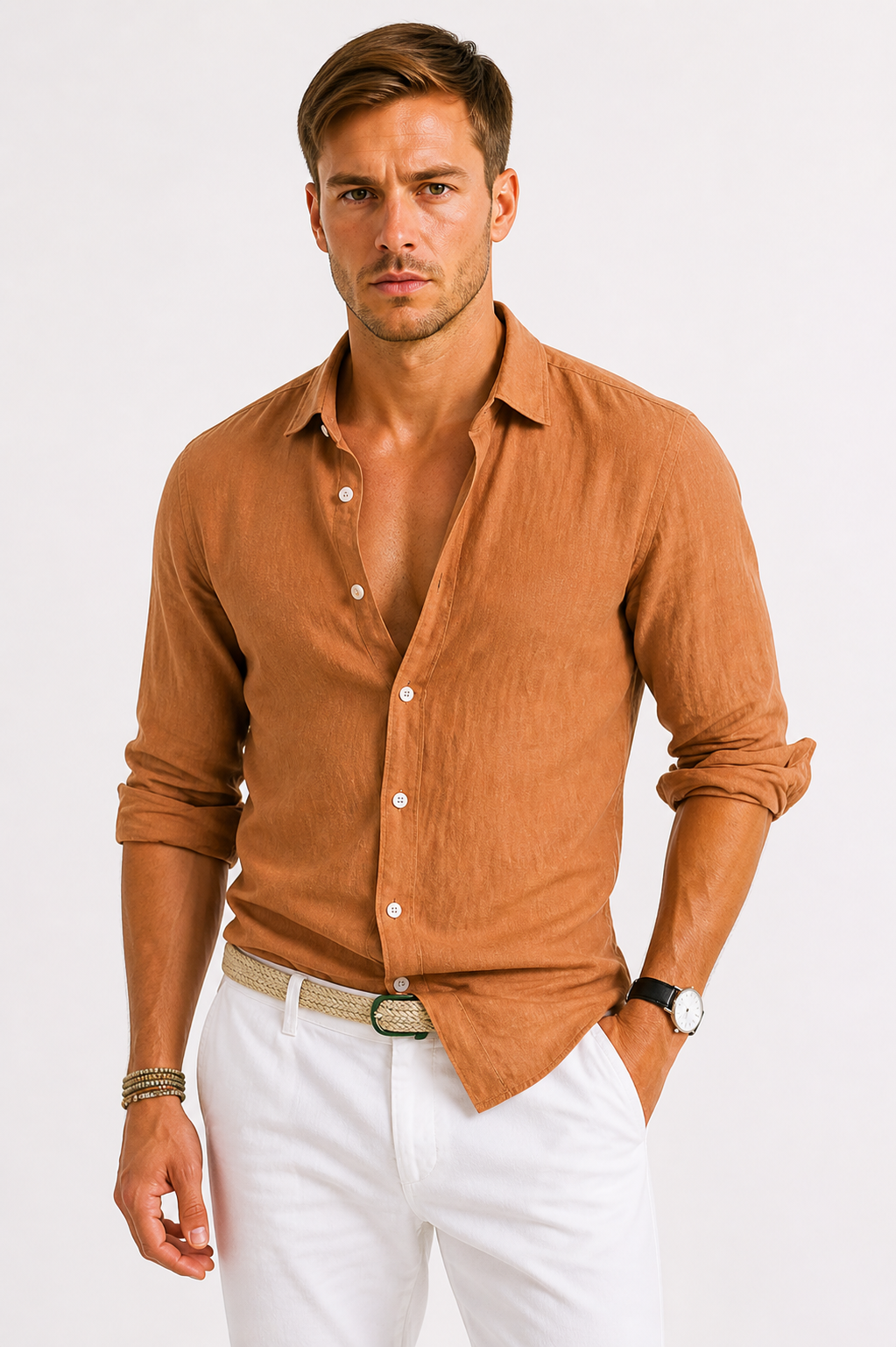 Men's Casual Rolled Sleeve Shirt | Stylish