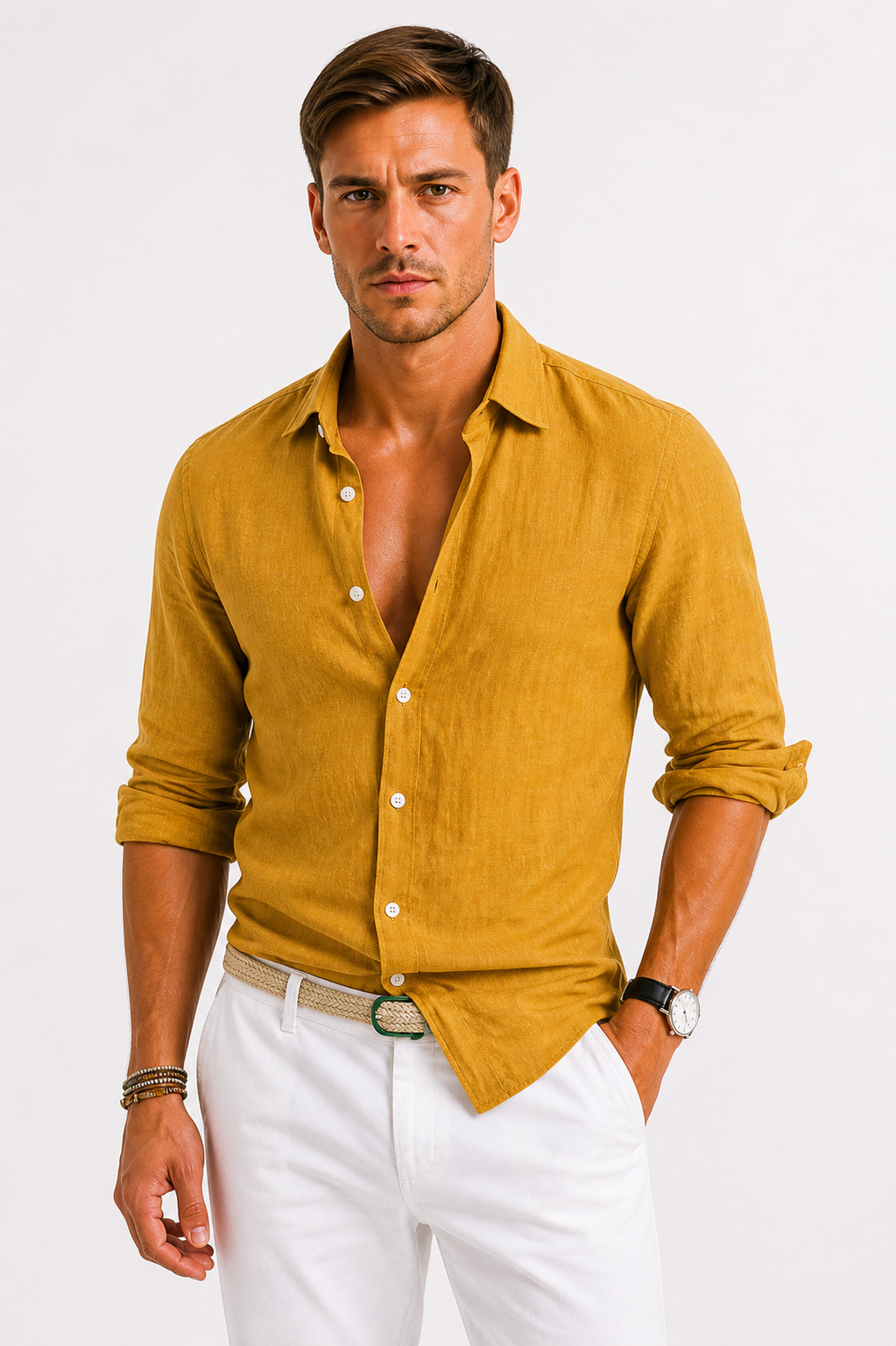 Men's Casual Rolled Sleeve Shirt | Stylish