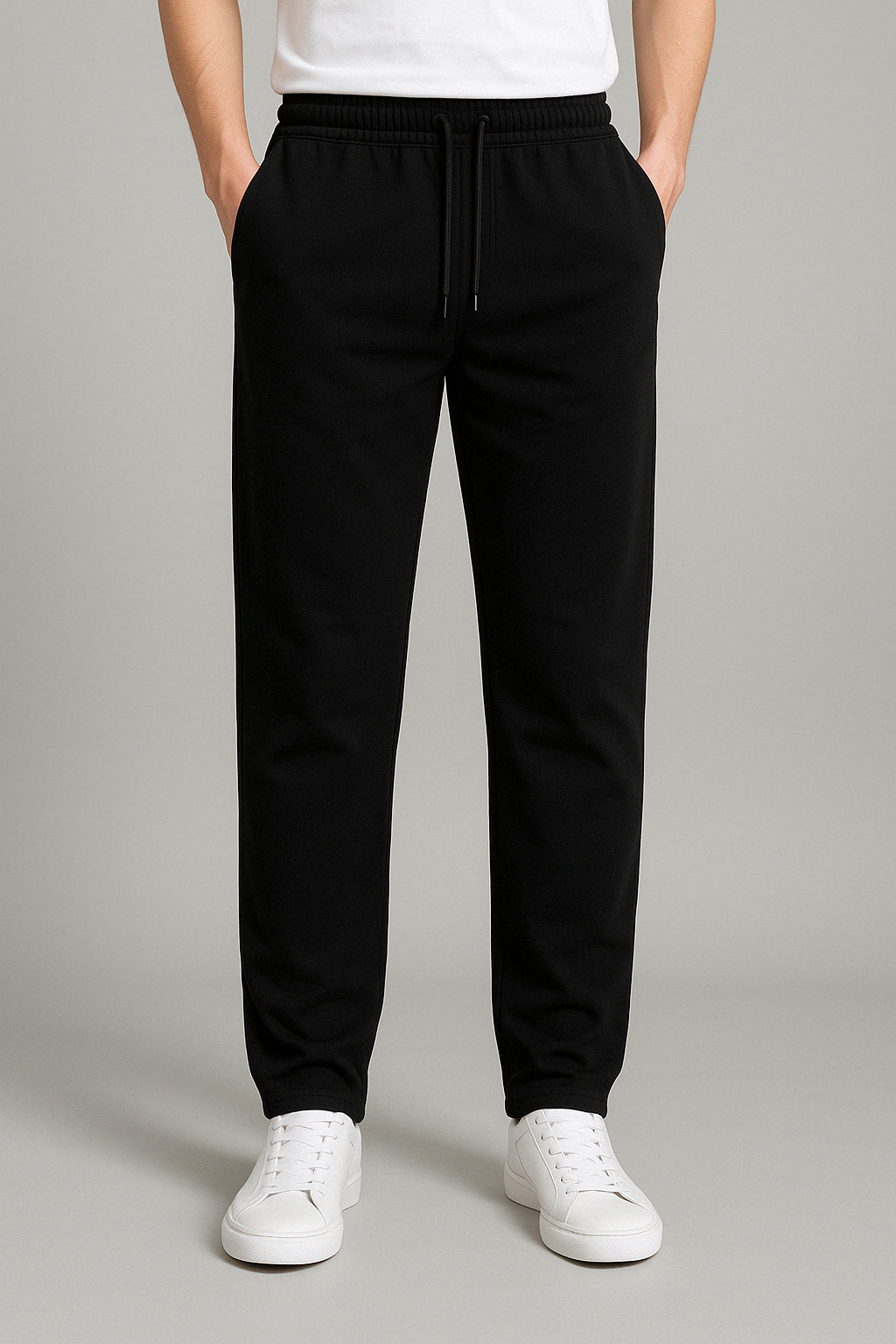 Men's Jogging Pants with Elastic Waist and Straight Leg