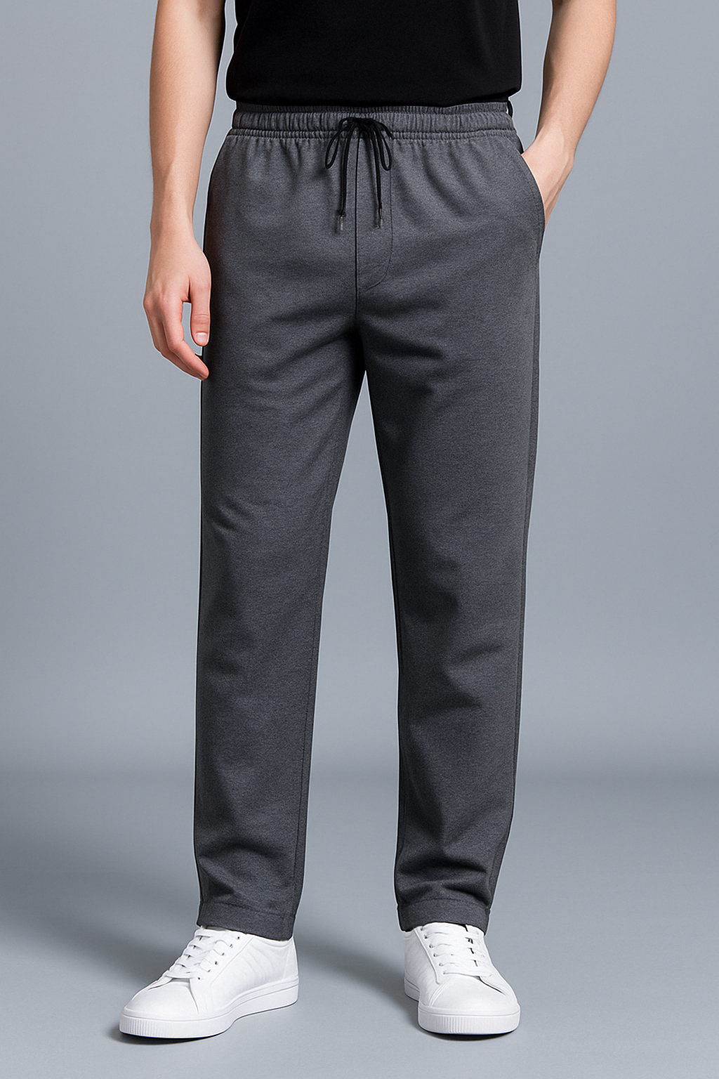 Men's Jogging Pants with Elastic Waist and Straight Leg