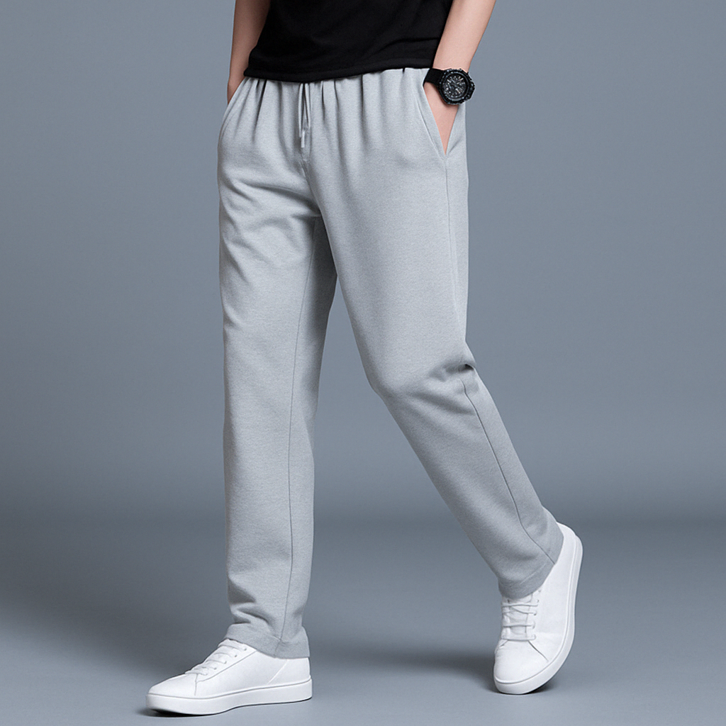 Men's Jogging Pants with Elastic Waist and Straight Leg