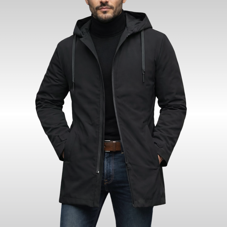 Men's Insulated Winter Coat Full-Zip Hooded Warmth Outdoor Casual