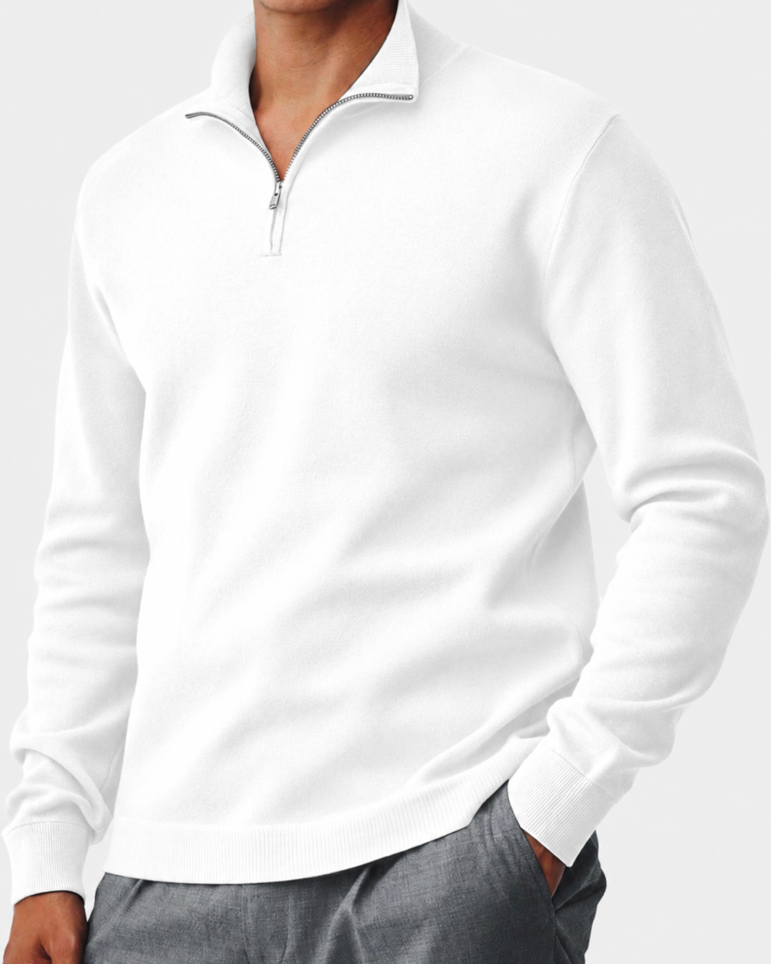 Men's Zip Neck Sweater Relaxed Fit Long Sleeve Casual Everyday Wear