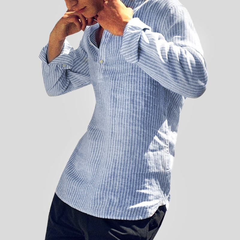 Men's Striped Henley Shirt | Casual
