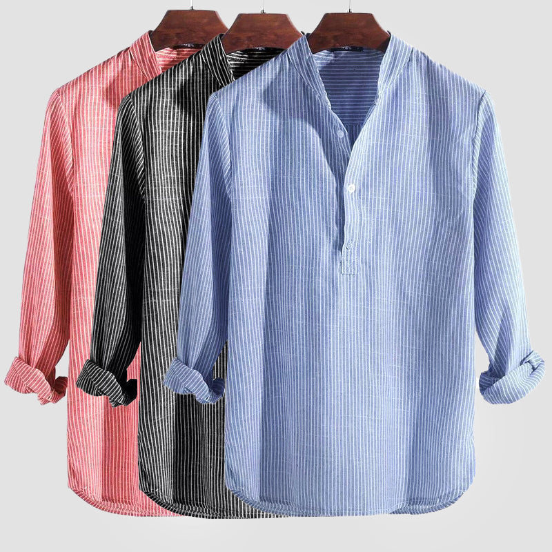 Men's Striped Henley Shirt | Casual
