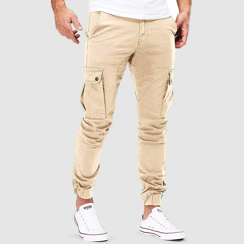Men's Tactical Slim-Fit Trousers Multi-Pocket Design Versatile Everyday Wear