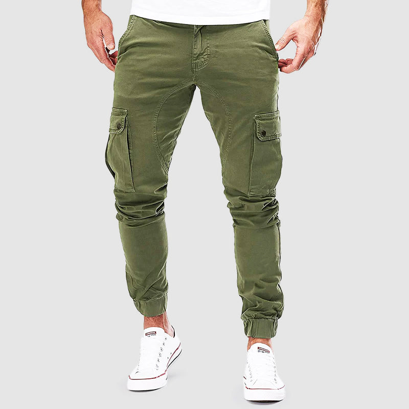 Men's Tactical Slim-Fit Trousers Multi-Pocket Design Versatile Everyday Wear